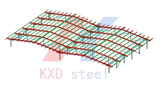 Prefabricated Industrial Metal Warehouse Multi-Span Structural Steel Beams and Columns (Voorafgebouwde industriële metaalafbakken en -kolommen)