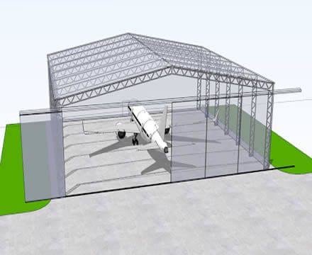 Geavanceerde staalstructuur hangar 5m - 6m hoogte metalen vliegtuig hangar