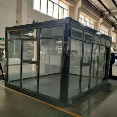 20ft Glazen Gordijngevel Prefab Containerwoningen Voor Winkels Showroom
